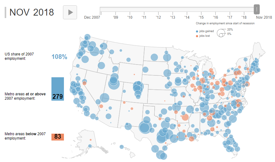 Geography of Recovery Map Shows Some Metros Still Struggling