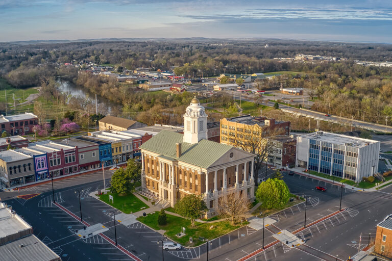 Shelbyville, Tennessee, courthouse. Aeria photo
